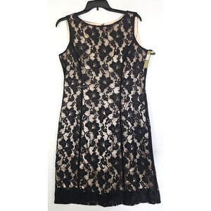 Tahari A. S. Levine LIXE ~Size 14~ Black Lace Sleeveless Formal Dress Midi NWT.